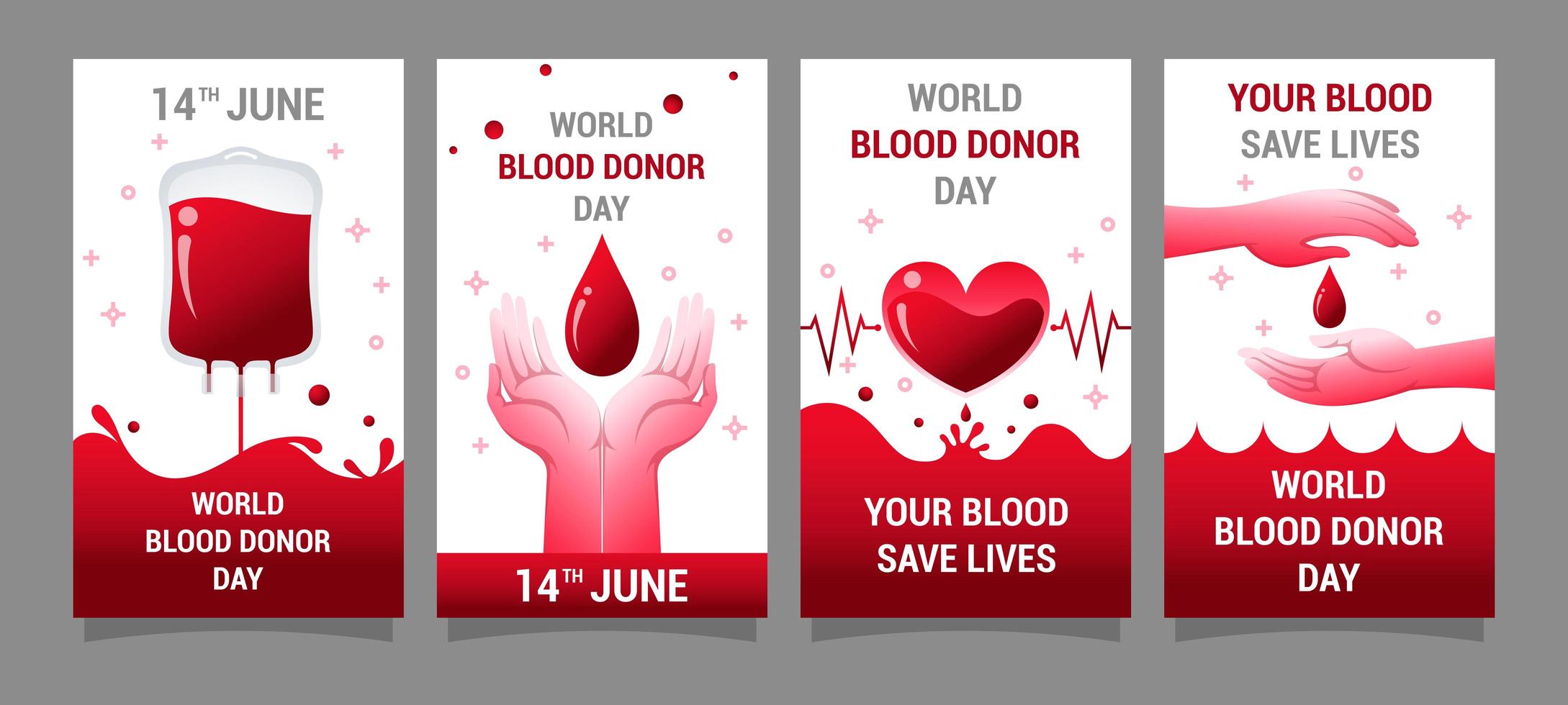 set di design per la carta della campagna del giorno del donatore di sangue vettore