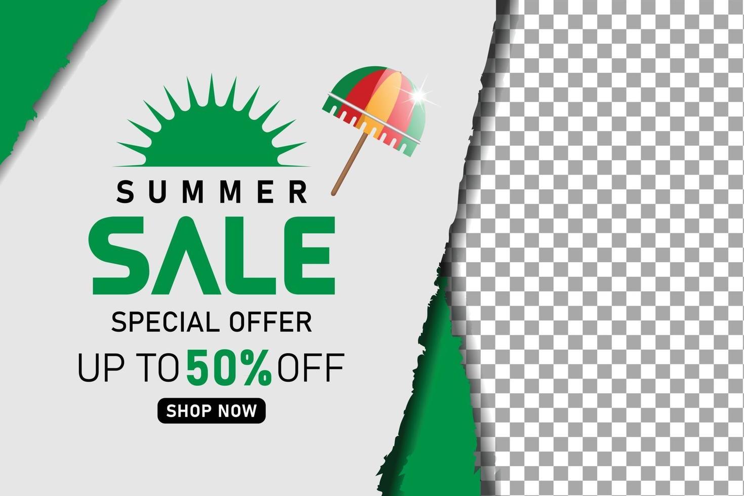 banner o poster verde di promozione saldi estivi summer vettore