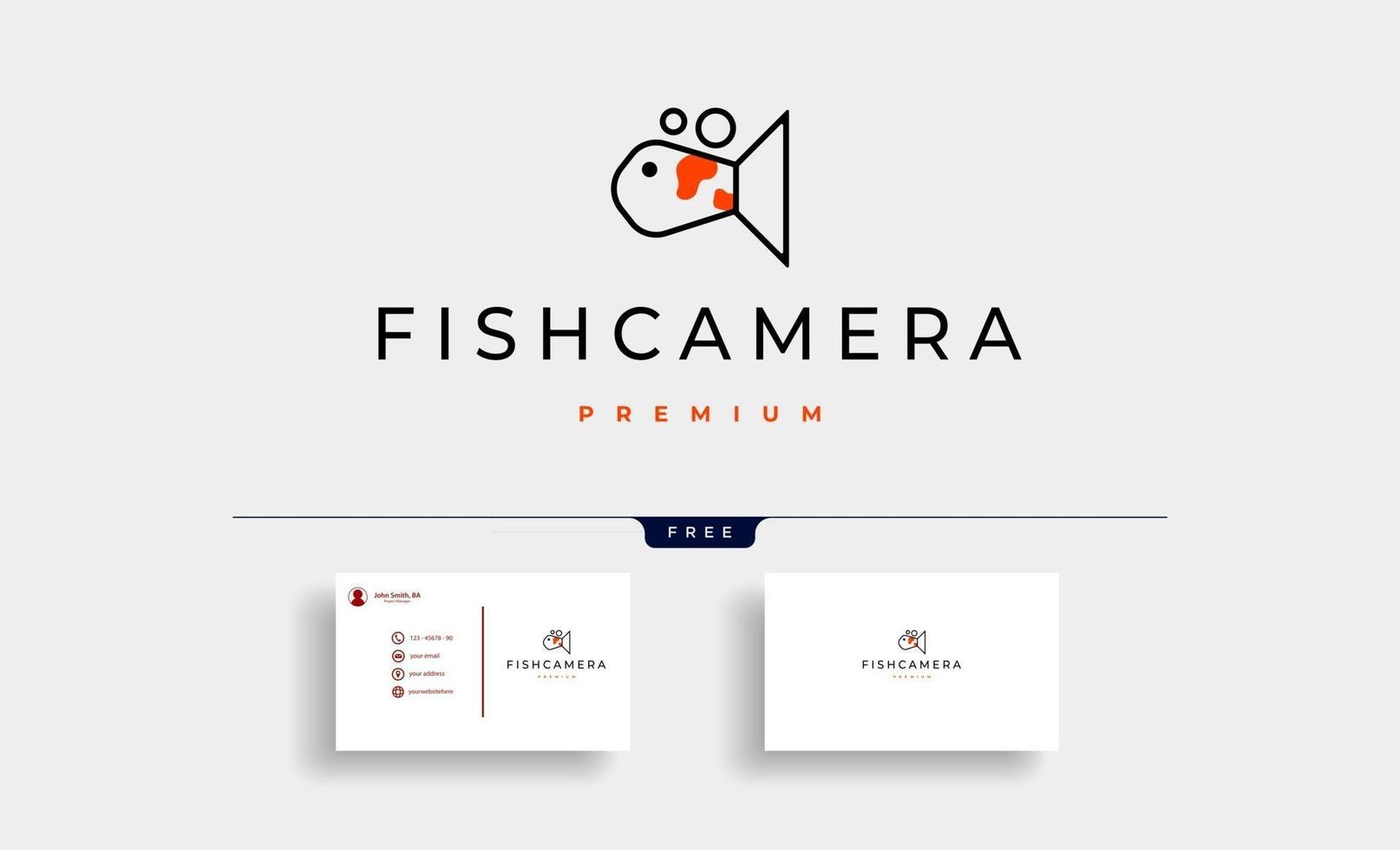 pesce macchina fotografica logo design illustrazione vettoriale