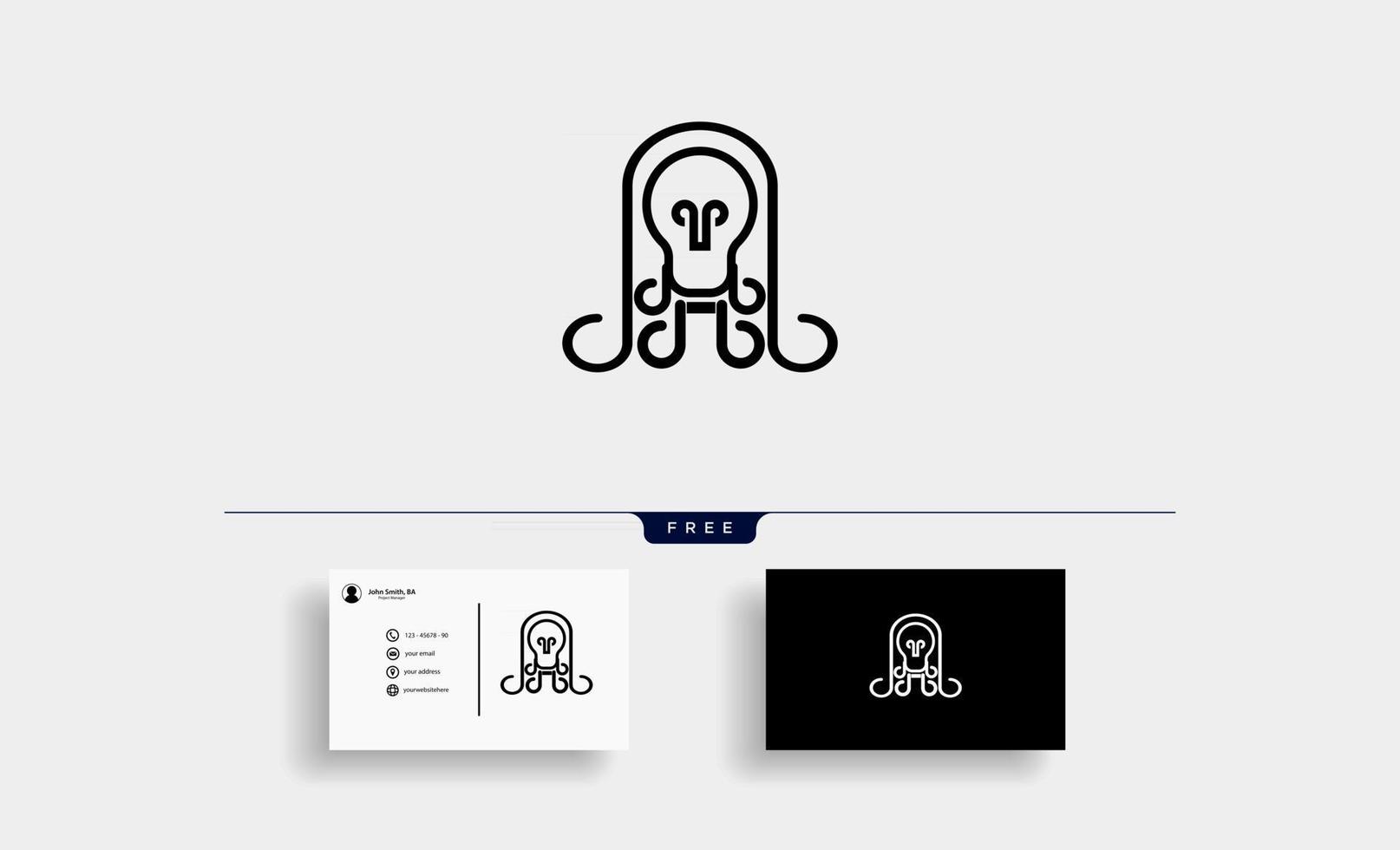 lampadina polpo logo design icona vettore illustrazione