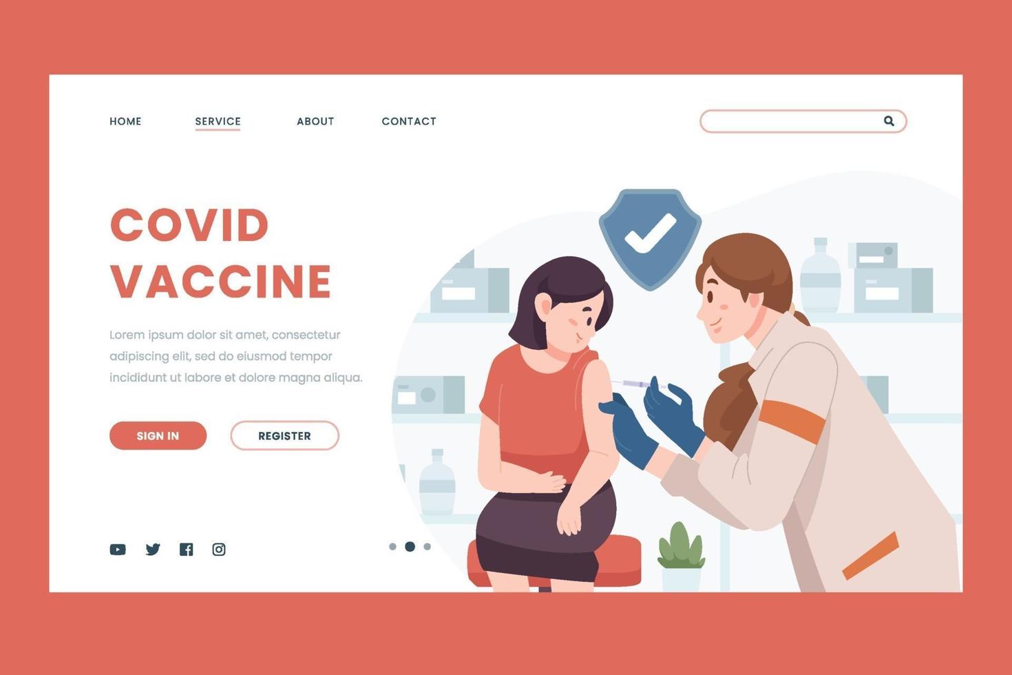 concetto di vaccino covid per landing page vettore