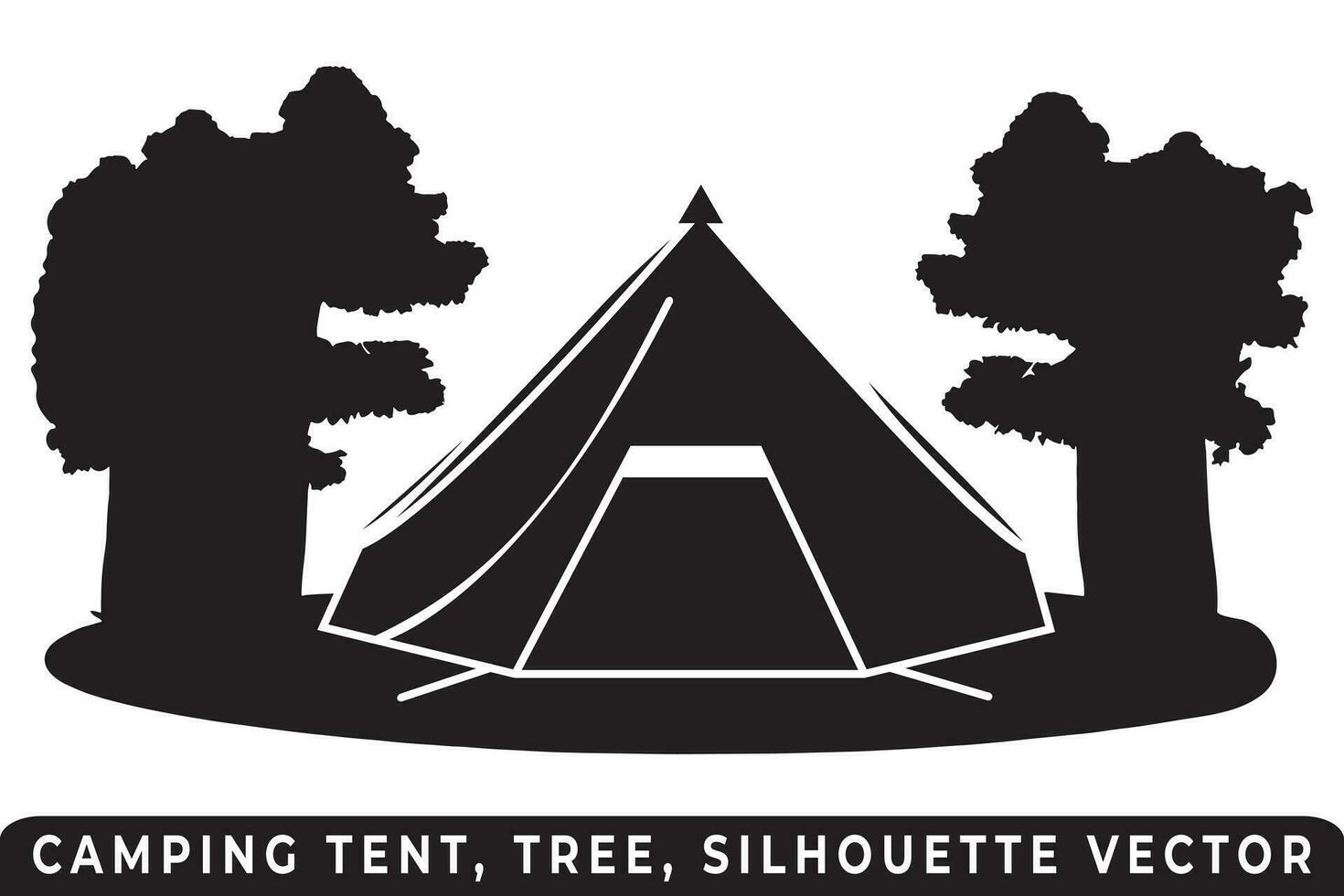 campeggio tenda silhouette vettore, tenda e albero vettore, campeggio silhouette, all'aperto avventura vettore, campeggio tenda icona, foresta silhouette vettore, notte campeggio scena, notte campeggio silhouette. vettore