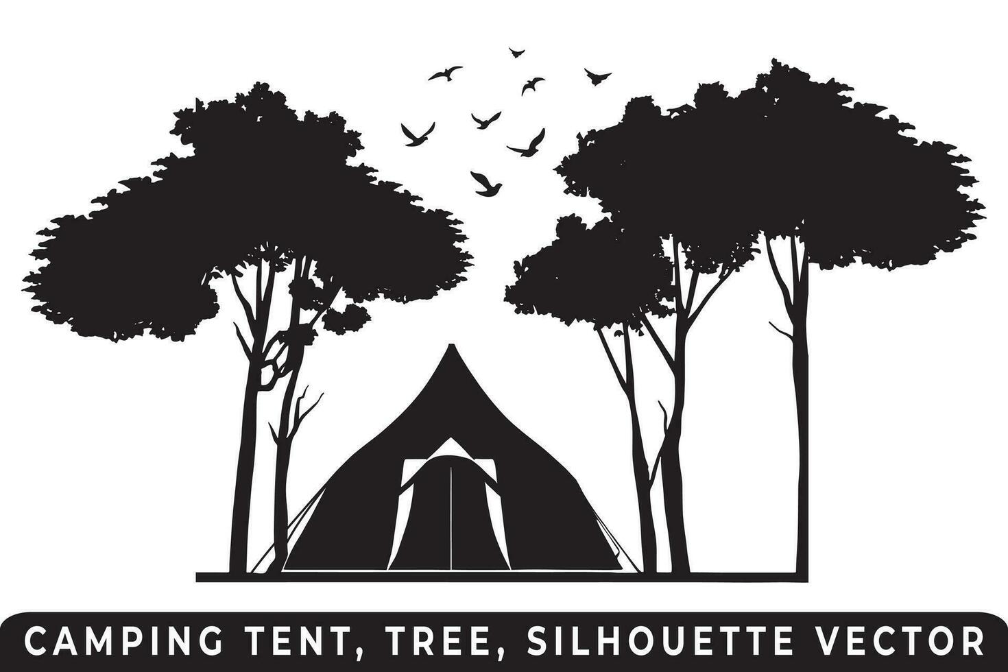 campeggio tenda silhouette vettore, tenda e albero vettore, campeggio silhouette, all'aperto avventura vettore, campeggio tenda icona, foresta silhouette vettore, notte campeggio scena, notte campeggio silhouette. vettore