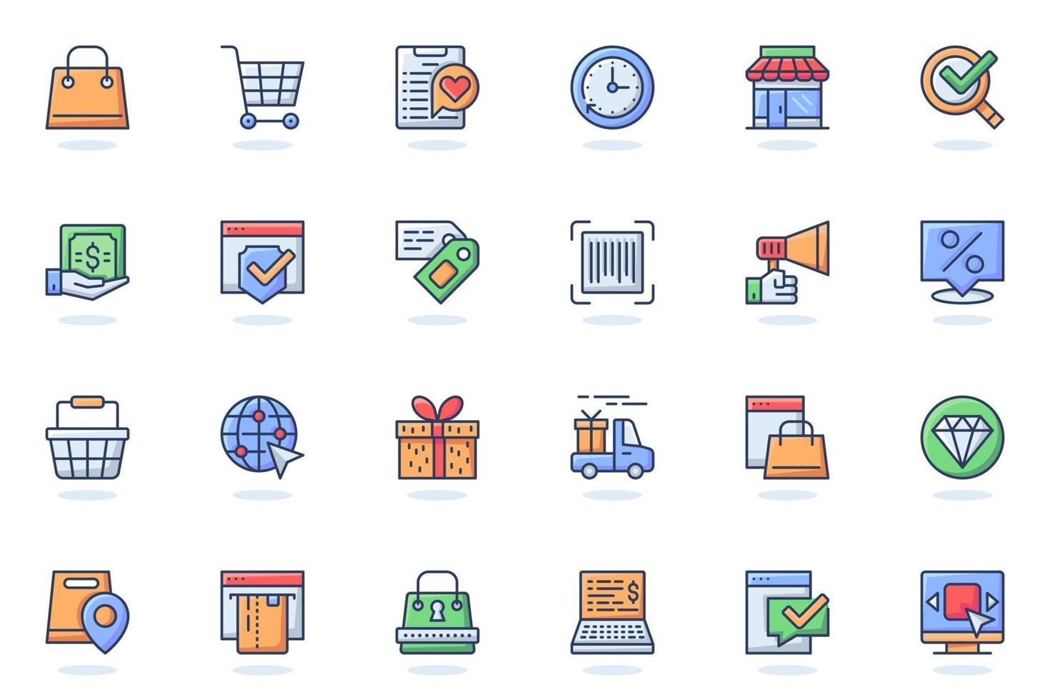 icona linea piatta web e-commerce vettore