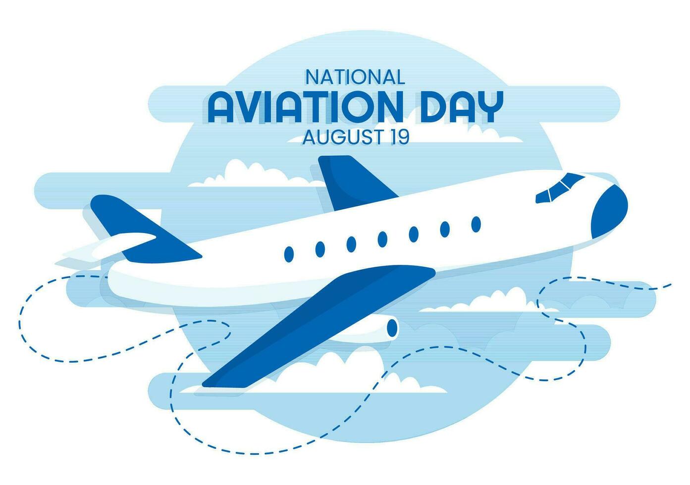 nazionale aviazione giorno vettore illustrazione di aereo con cielo blu sfondo e unito stati bandiera nel piatto cartone animato mano disegnato modelli