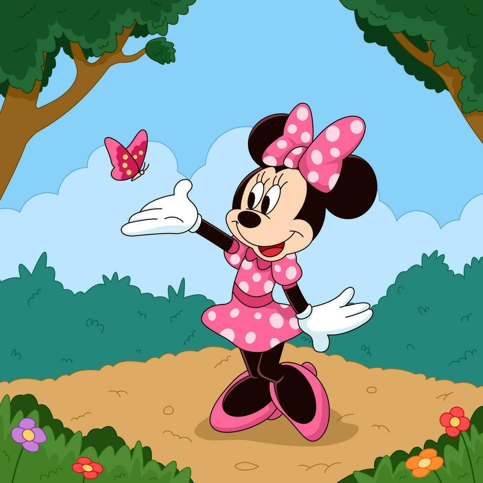 bella topo giocare con farfalla vettore