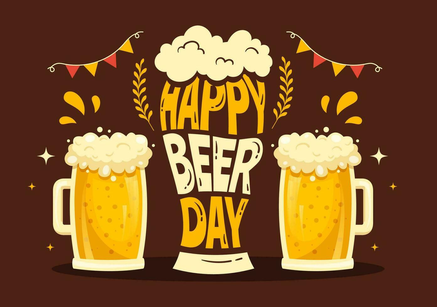 internazionale birra giorno vettore illustrazione con Saluti birre celebrazione nel piatto cartone animato mano disegnato atterraggio pagina sfondo modelli