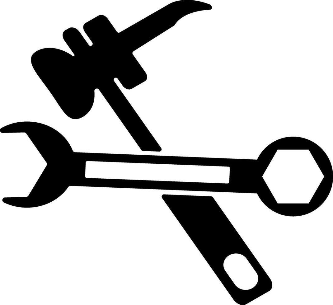 piatto illustrazione di chiave inglese con martello. vettore
