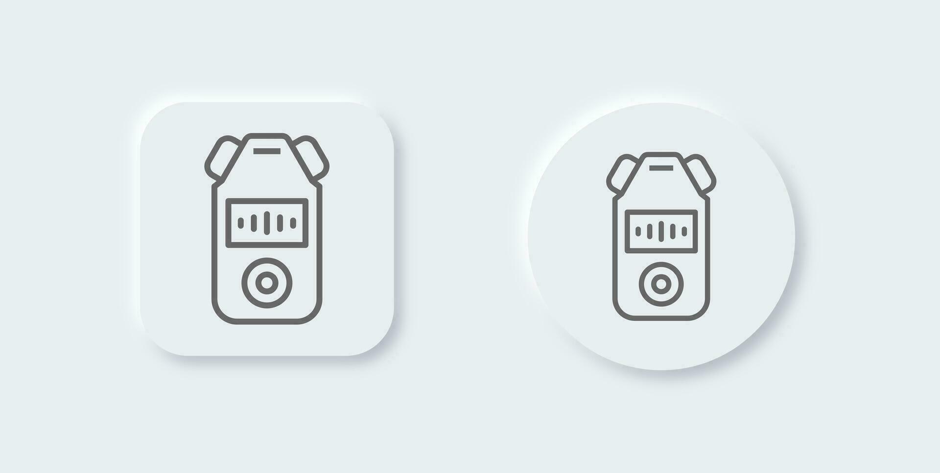 Audio registratore linea icona nel neomorfo design stile. suono segni vettore illustrazione.