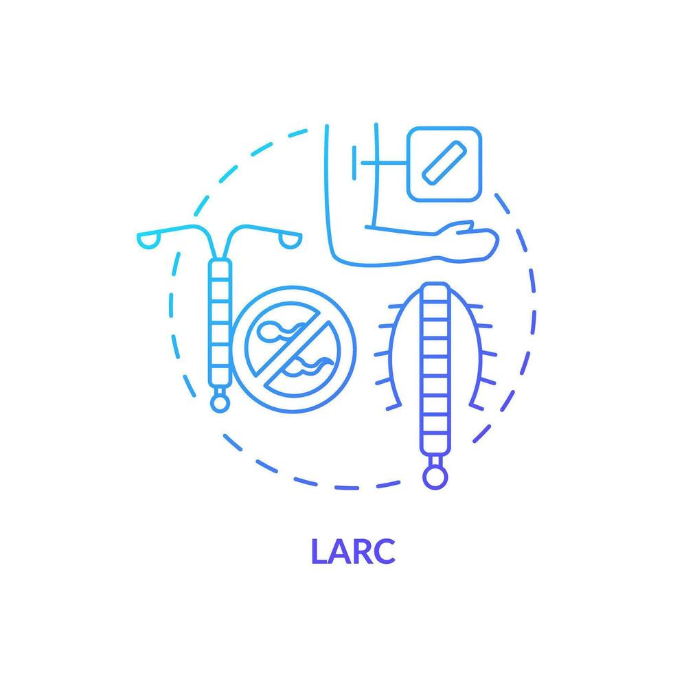 larc blu pendenza concetto icona. contraccettivo metodo. lungo duraturo. nascita controllo. famiglia pianificazione. riproduttore Salute astratto idea magro linea illustrazione. isolato schema disegno vettore