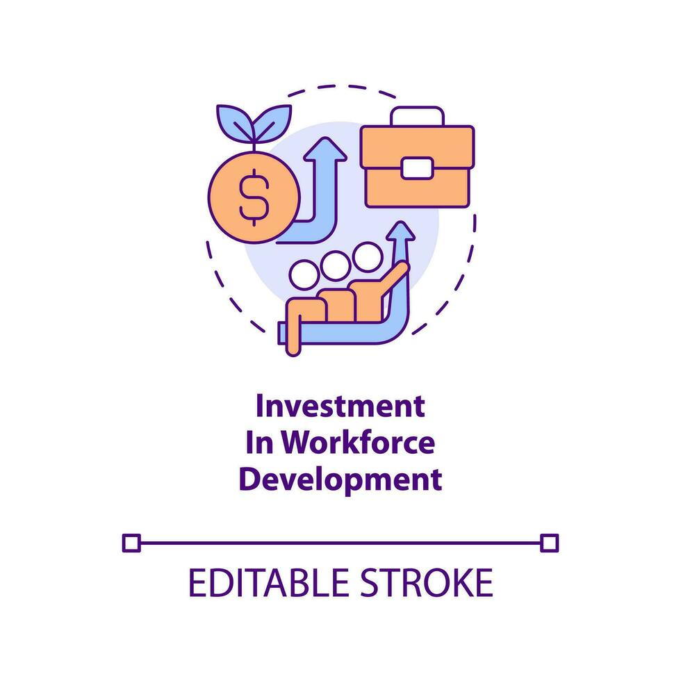 investimento nel forza lavoro sviluppo concetto icona. bene Lavorando pratica astratto idea magro linea illustrazione. isolato schema disegno. modificabile ictus vettore