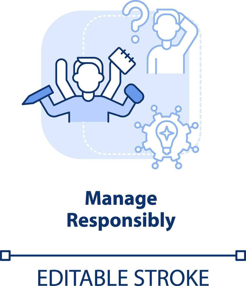 gestire responsabilmente leggero blu concetto icona. indirizzamento covid urto su la logistica astratto idea magro linea illustrazione. isolato schema disegno. modificabile ictus vettore