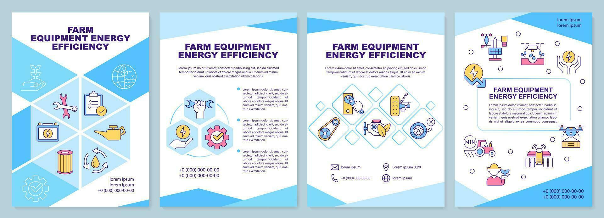 azienda agricola attrezzatura energia efficienza opuscolo modello. volantino design con lineare icone. modificabile 4 vettore layout per presentazione, annuale rapporti