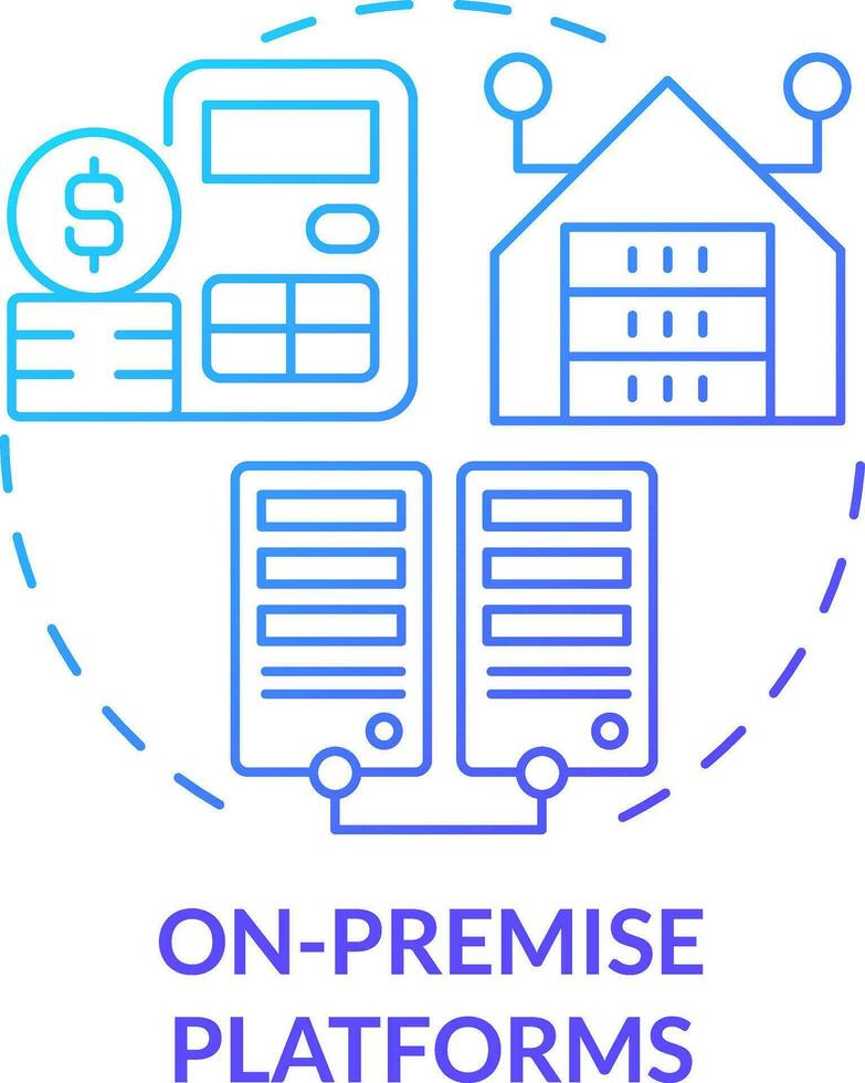 su premessa piattaforme blu pendenza concetto icona. in linea commercio. genere di e-commerce piattaforma astratto idea magro linea illustrazione. isolato schema disegno vettore