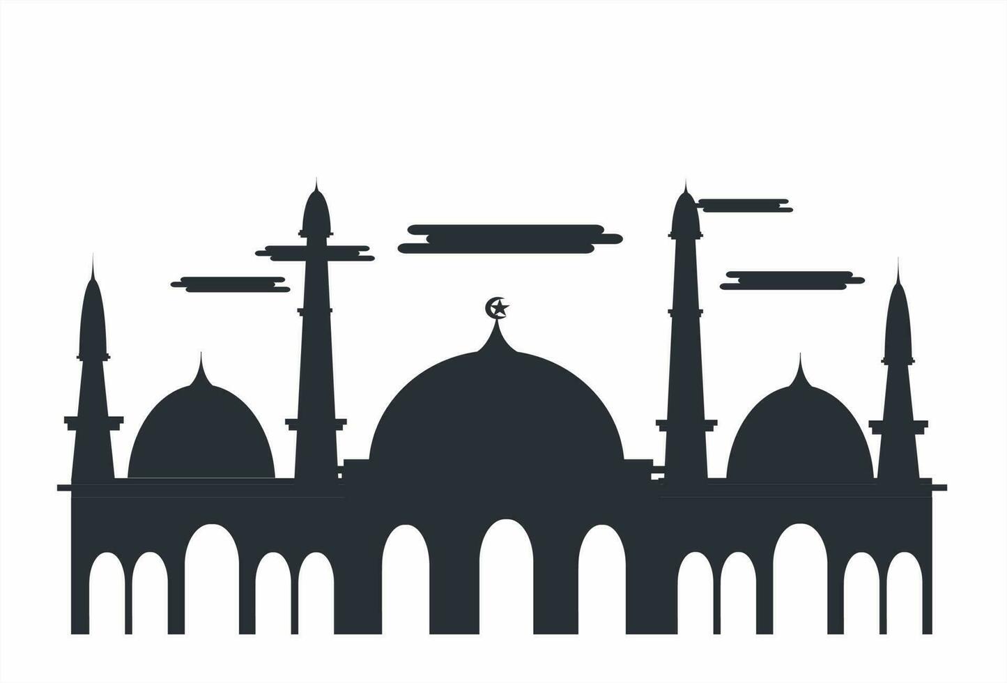 islamico saluto design sfondo con Due oro lanterna. vettore illustrazione per uso nel striscioni, ragnatela, manifesti e e-business. silhouette di moschea sfondo