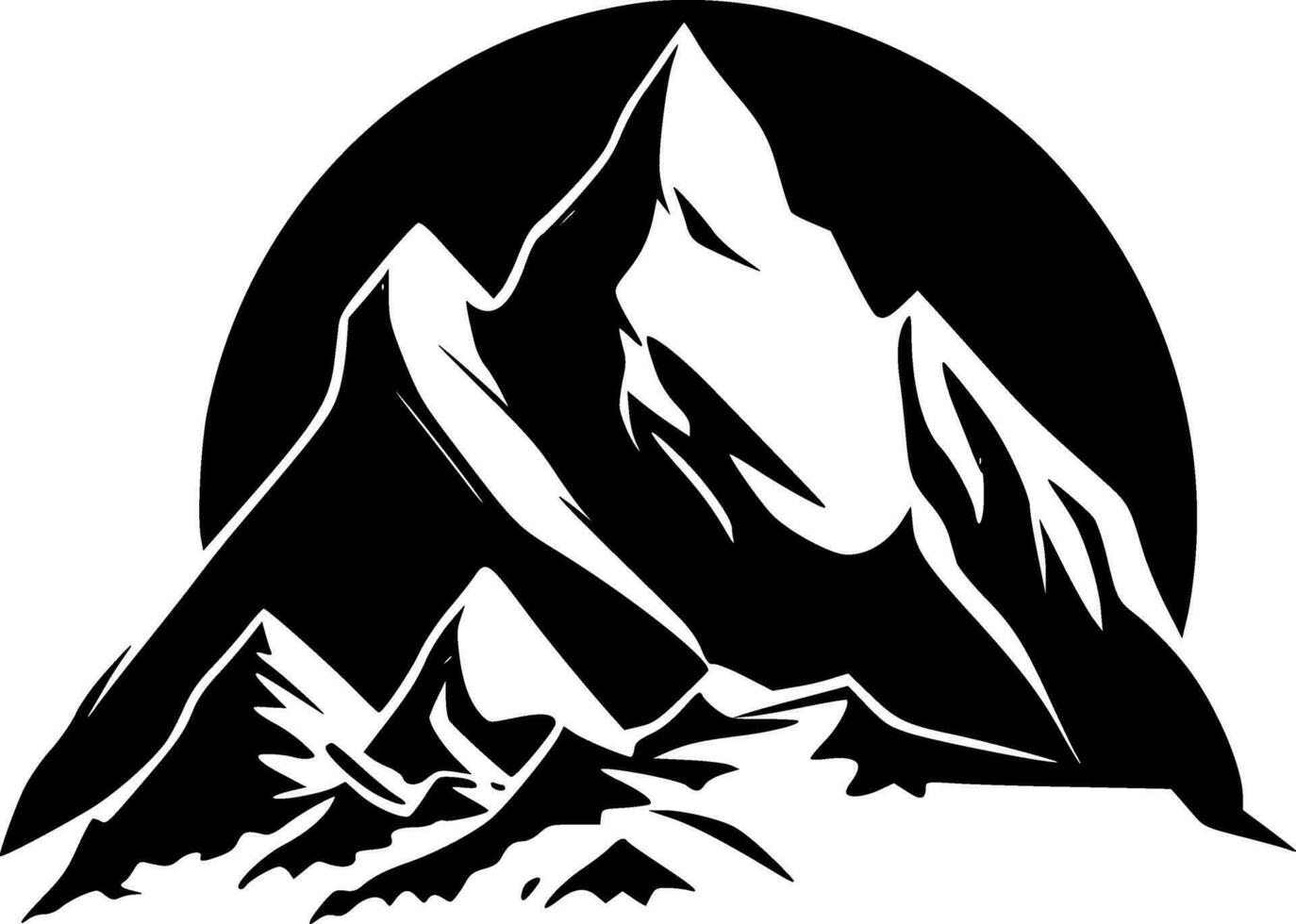 montagne - nero e bianca isolato icona - vettore illustrazione