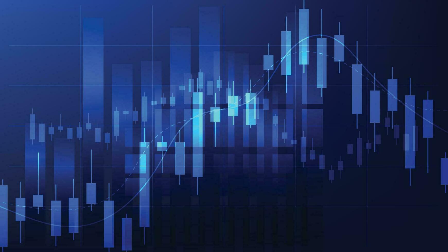 finanza statistica sfondo. candelieri grafico su buio schermo. azione mercato e attività commerciale investimento concetto vettore