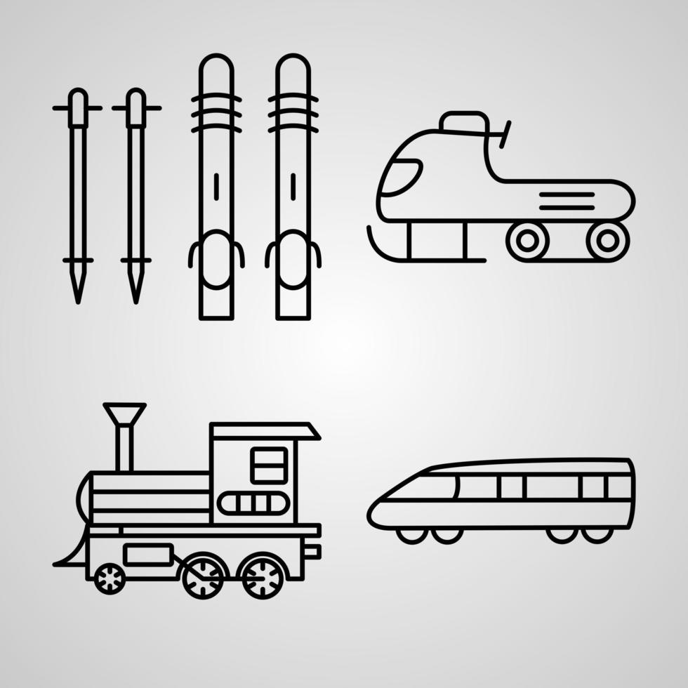 semplice set di icone della linea del vettore di trasporto
