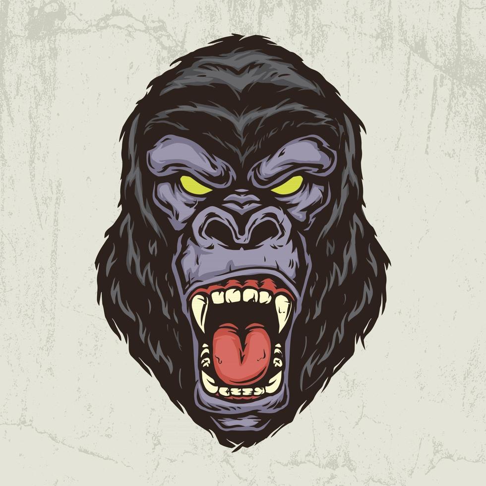 illustrazione disegnata a mano della testa di gorilla vettore