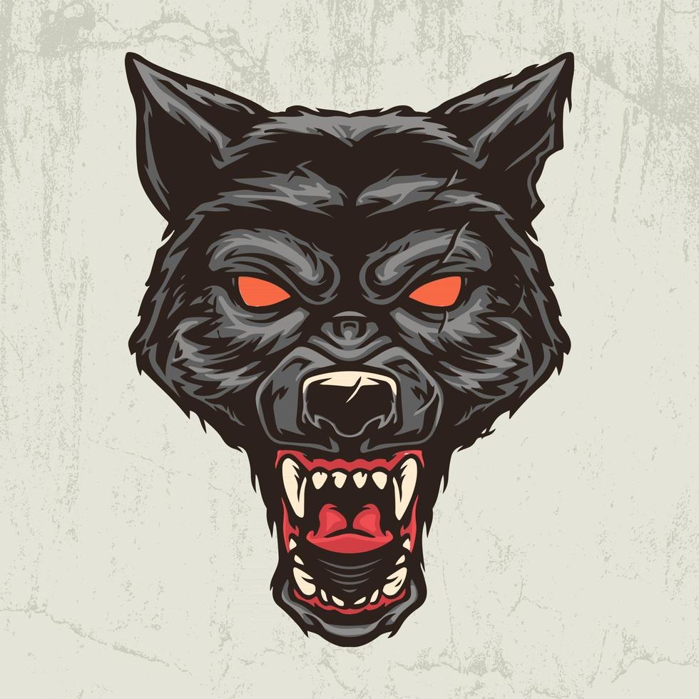 illustrazione disegnata a mano della testa di lupo vettore