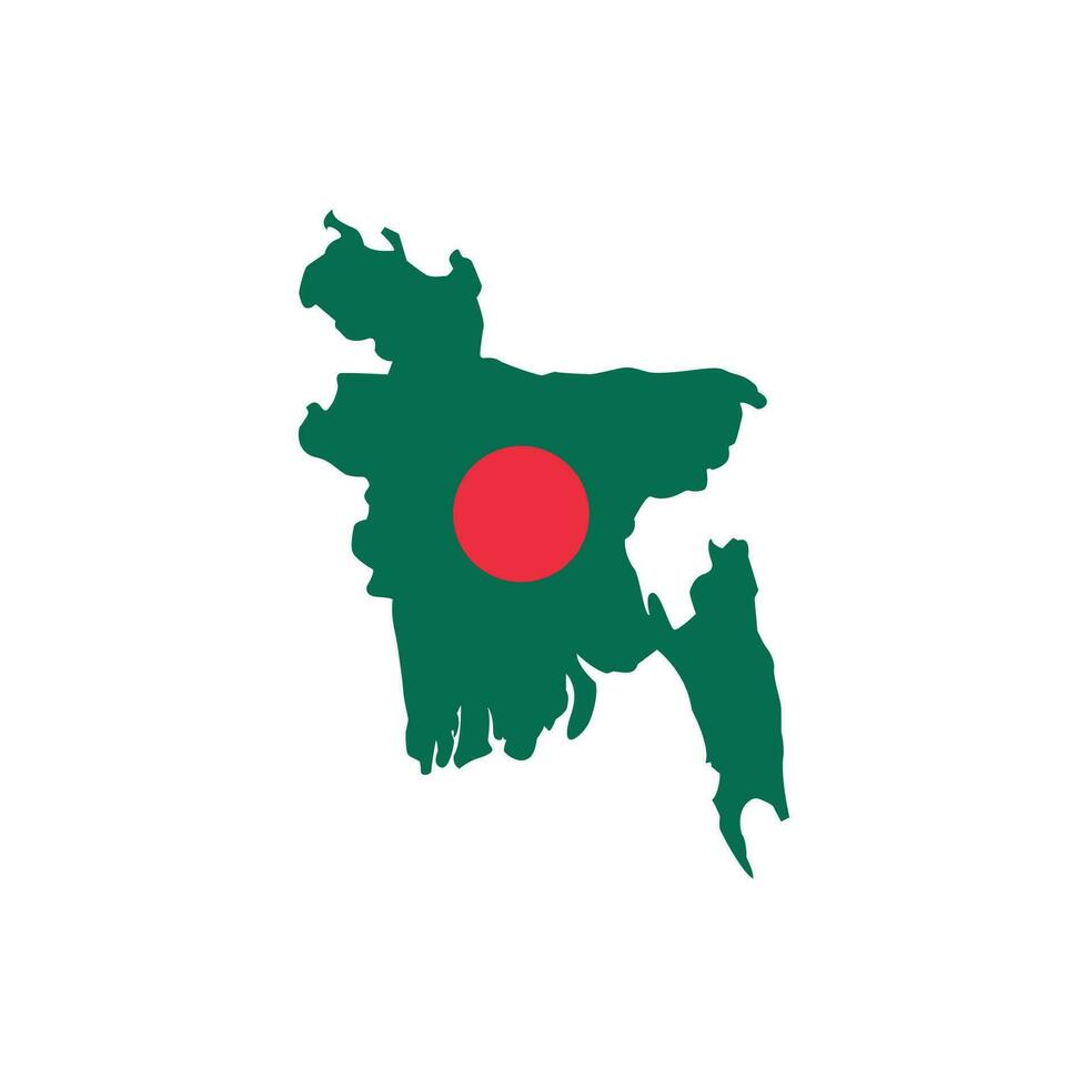 bangladesh carta geografica silhouette vettore illustrazione, asiatico nazione carta geografica icona con bandiera isolato su bianca sfondo