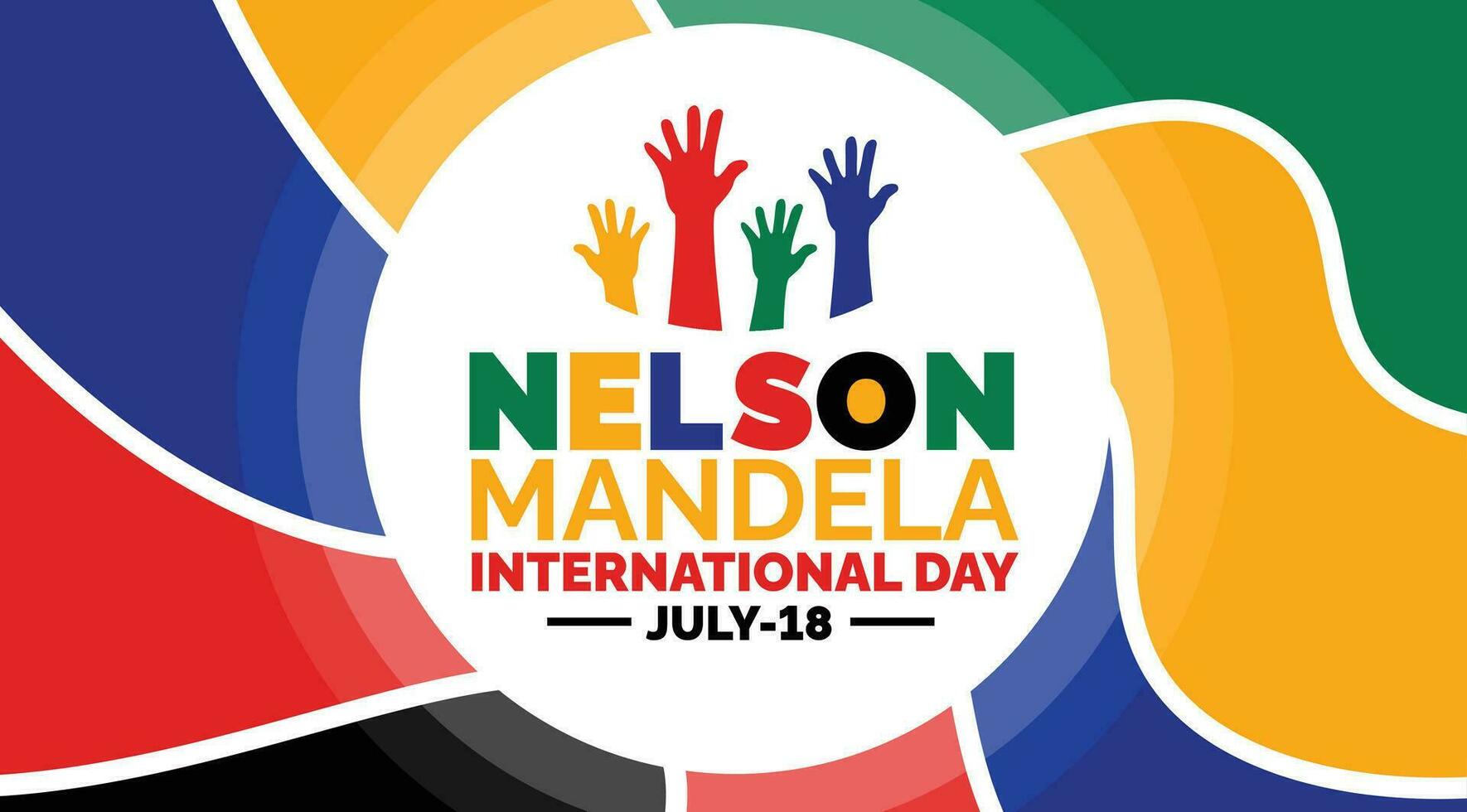 Nelson mandela internazionale giorno sfondo, striscione, manifesto e carta design modello con standard colore celebre nel luglio. vettore