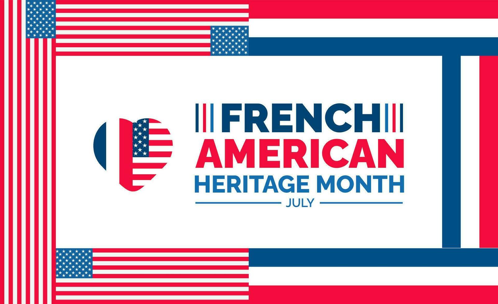 francese americano eredità mese sfondo, striscione, sfondo, manifesto e carta design modello celebre nel luglio. francese americano eredità mese moderno standard colore e unico forma design. vettore