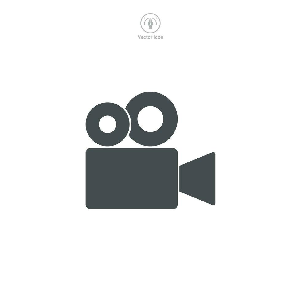 un' vettore illustrazione di un' video telecamera icona, che rappresentano registrazione, cinematografia, o trasmissione. Perfetto per simboleggiante video produzione, media, o vivere streaming