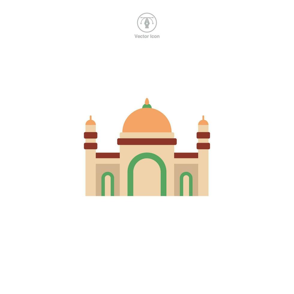 moschea icona vettore raffigura un' stilizzato islamico posto di culto, simboleggiante Islam, preghiera, fede, spiritualità, e musulmano Comunità