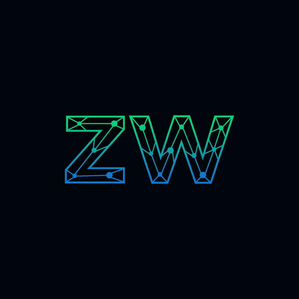 astratto lettera Z W logo design con linea punto connessione per tecnologia e digitale attività commerciale azienda. vettore