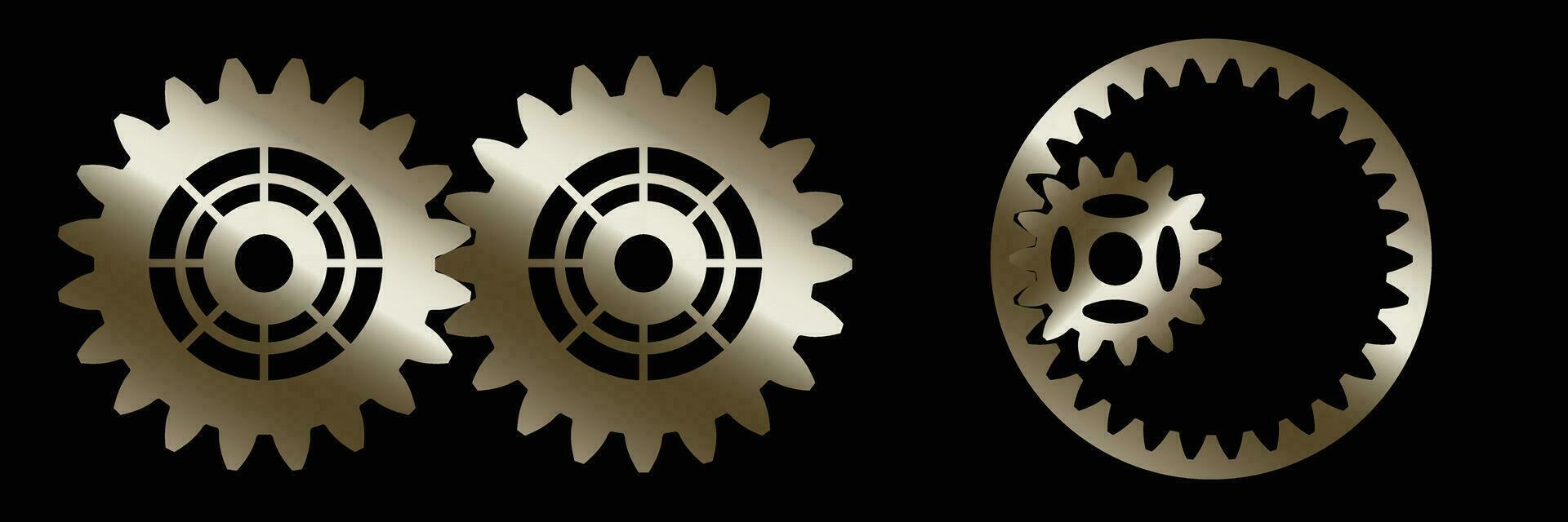 impostato di dentato Ingranaggio ruota simboli isolato su bianca sfondo vettore illustrazione