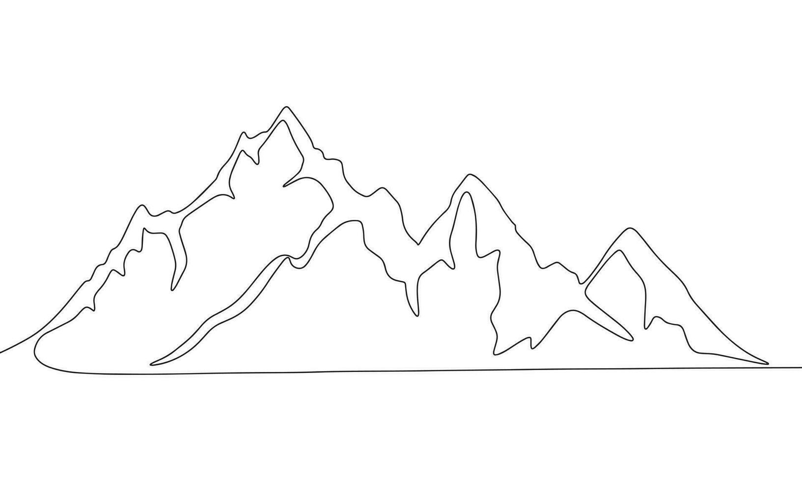 continuo linea disegno di montagne. vettore illustrazione come linea arte schema sfondo per minimo manifesto, modello, bandiera