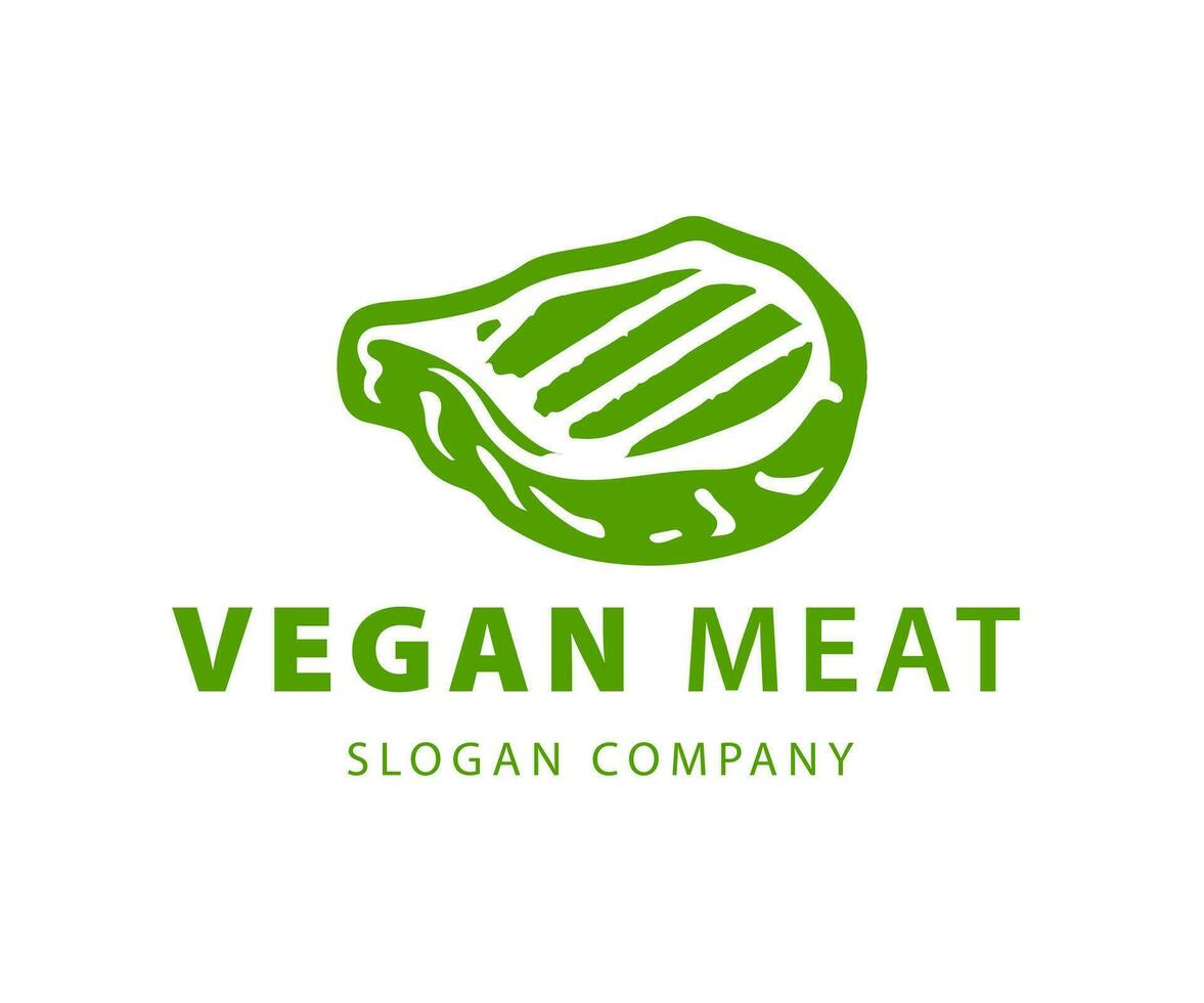 vegetariano carne premio logo. pianta basato carne logo. vettore