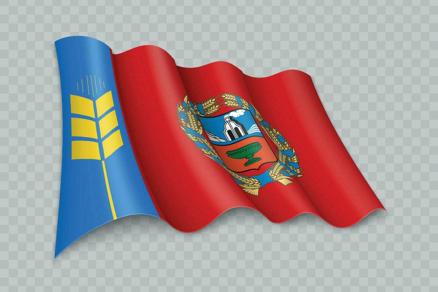 3d realistico agitando bandiera di altai krai è un' regione di Russia vettore