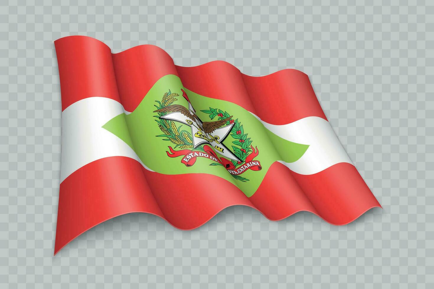 3d realistico agitando bandiera di Santa catarina è un' stato di brasile vettore