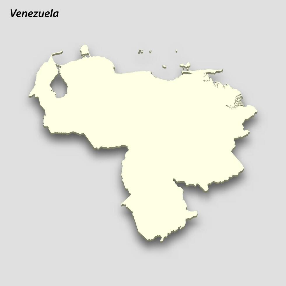 3d isometrico carta geografica di Venezuela isolato con ombra vettore