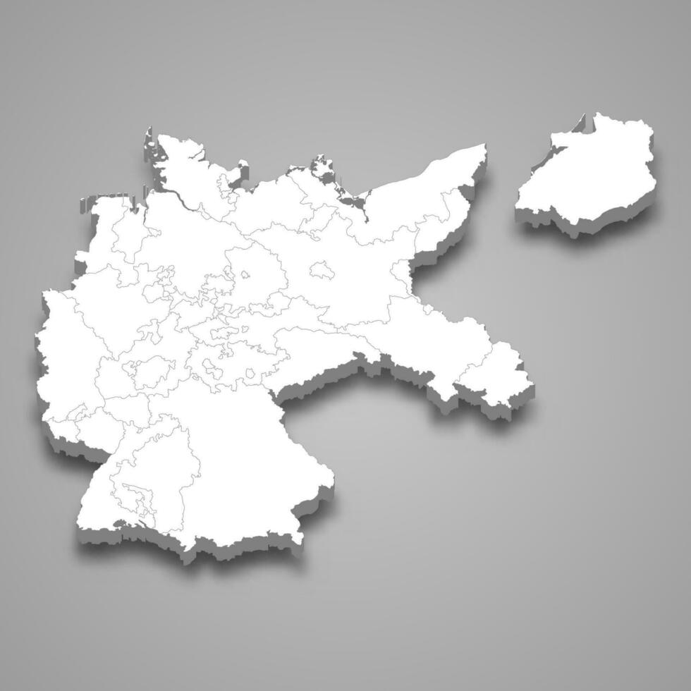 3d isometrico carta geografica di weimar repubblica isolato con ombra vettore
