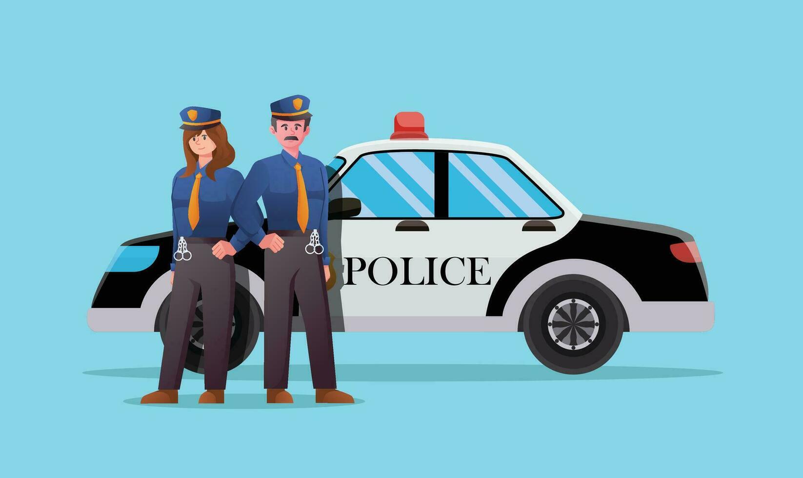 polizia ufficiale con polizia pattuglia auto vettore illustrazione