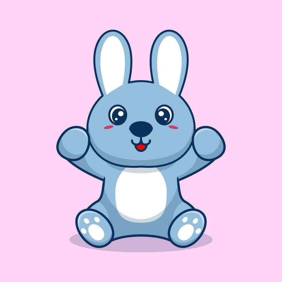 vettore coniglio seduta carino creativo kawaii cartone animato portafortuna logo