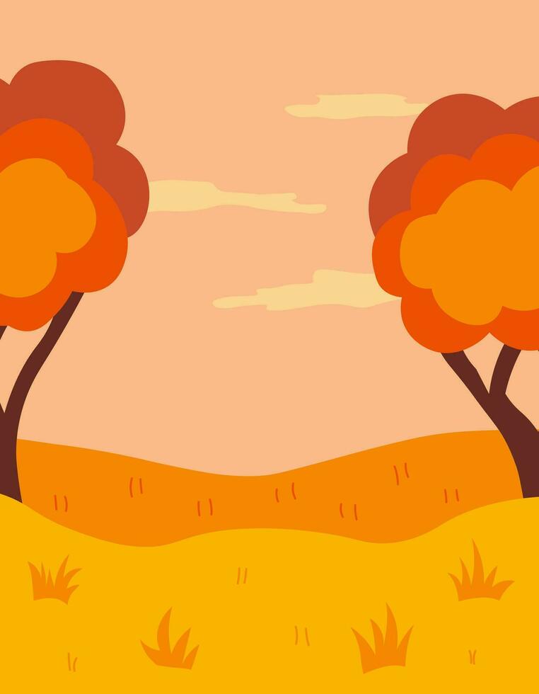 autunno paesaggio, verticale vettore illustrazione