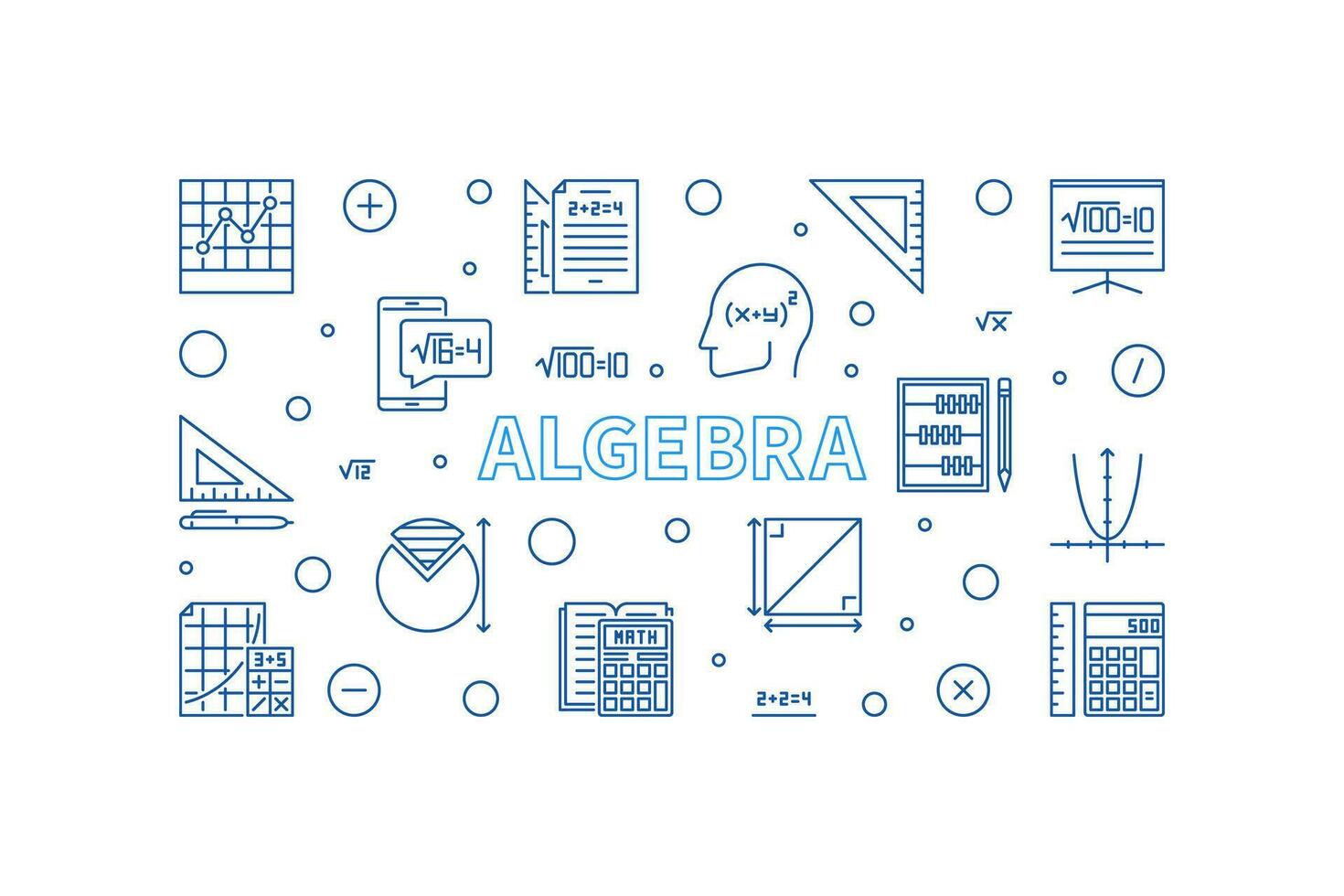 algebra concetto schema orizzontale blu bandiera - vettore illustrazione