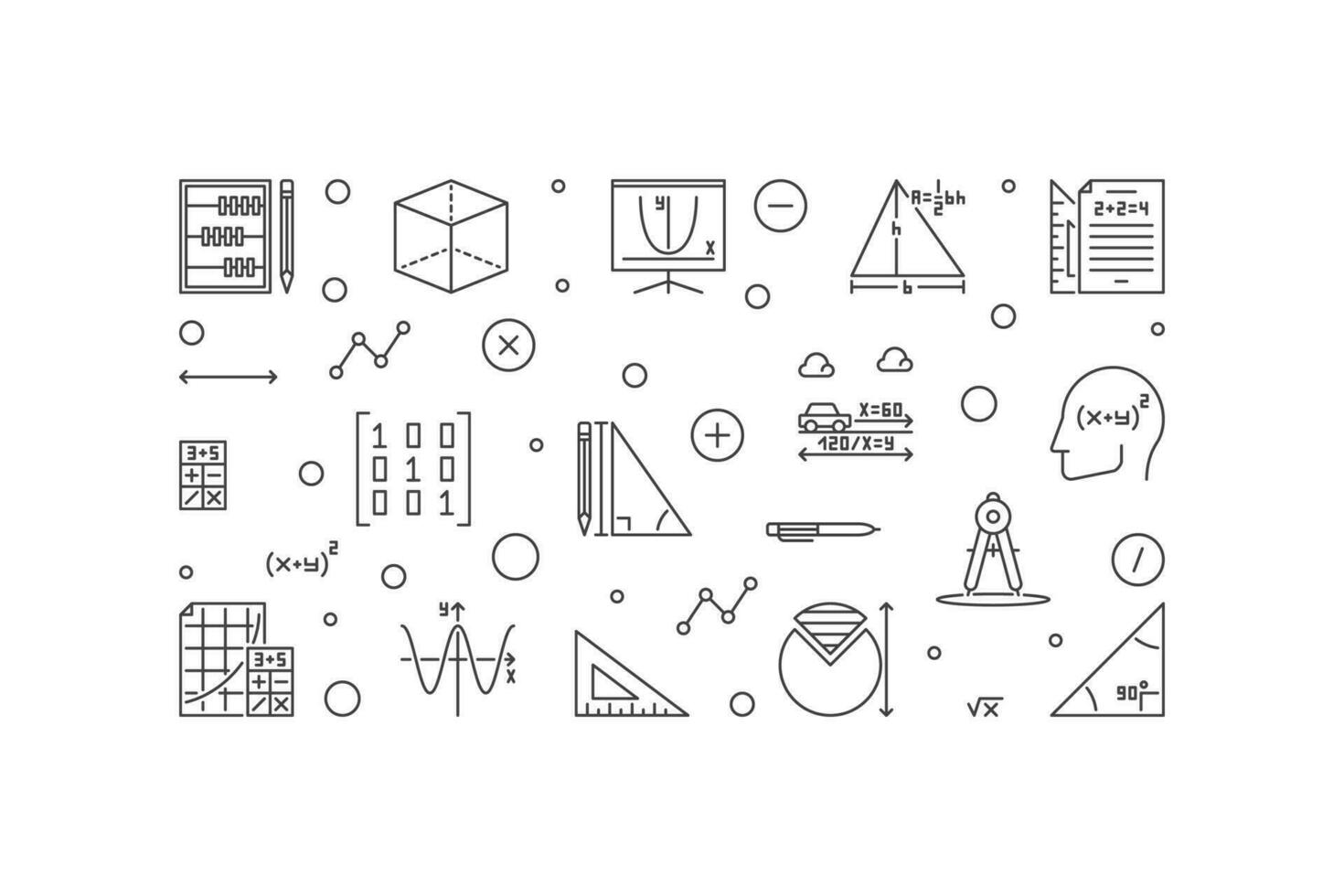matematica formazione scolastica vettore schema orizzontale bandiera - matematica minimo illustrazione