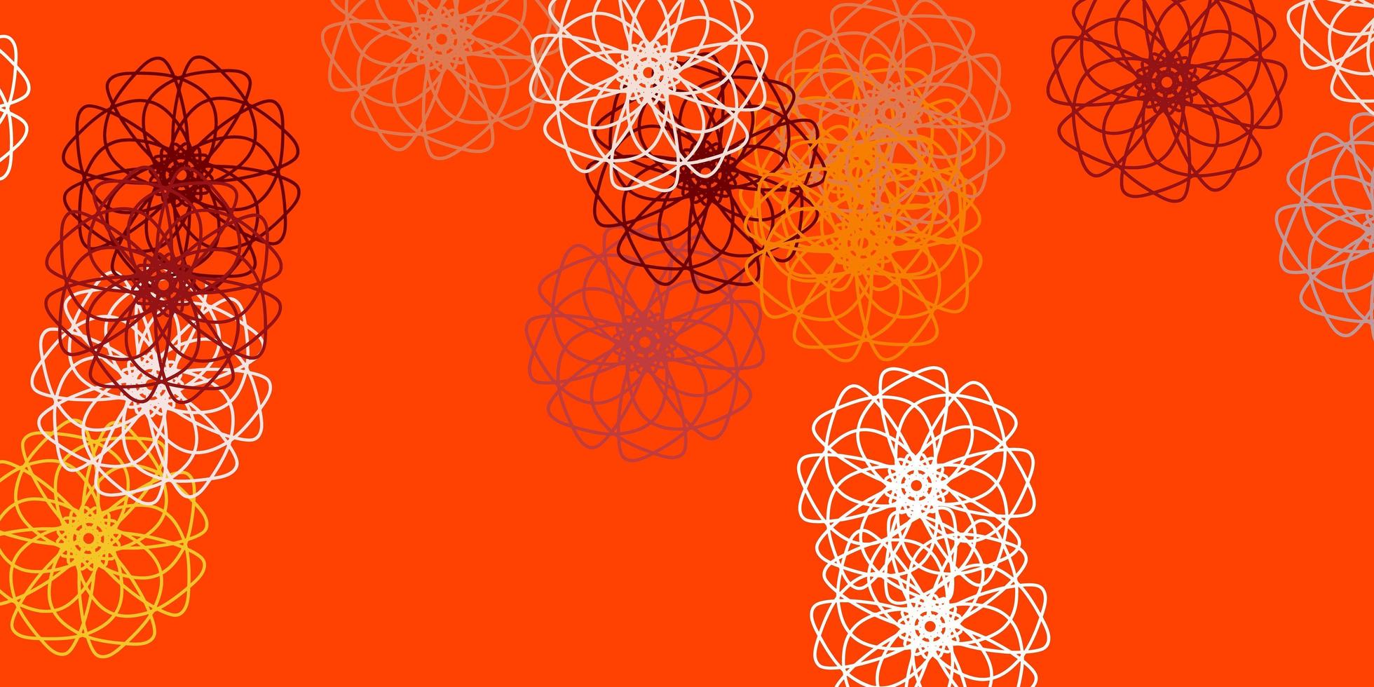 trama di doodle vettoriale arancione chiaro con fiori