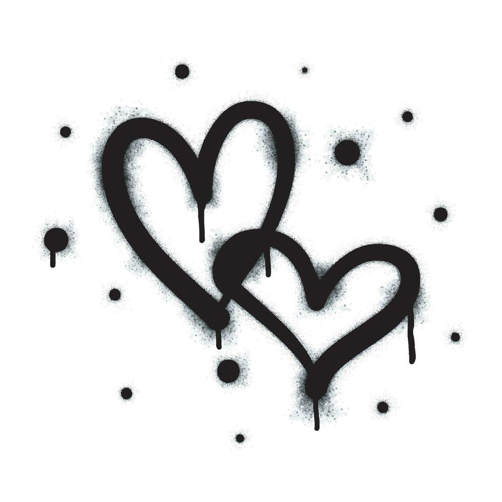 spray graffiti cuore cartello dipinto nel nero su bianca. amore cuore far cadere simbolo. isolato su un' bianca sfondo. vettore illustrazione