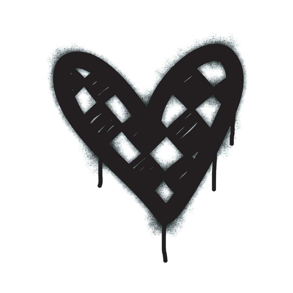 spray graffiti cuore cartello dipinto nel nero su bianca. amore cuore far cadere simbolo. isolato su un' bianca sfondo. vettore illustrazione