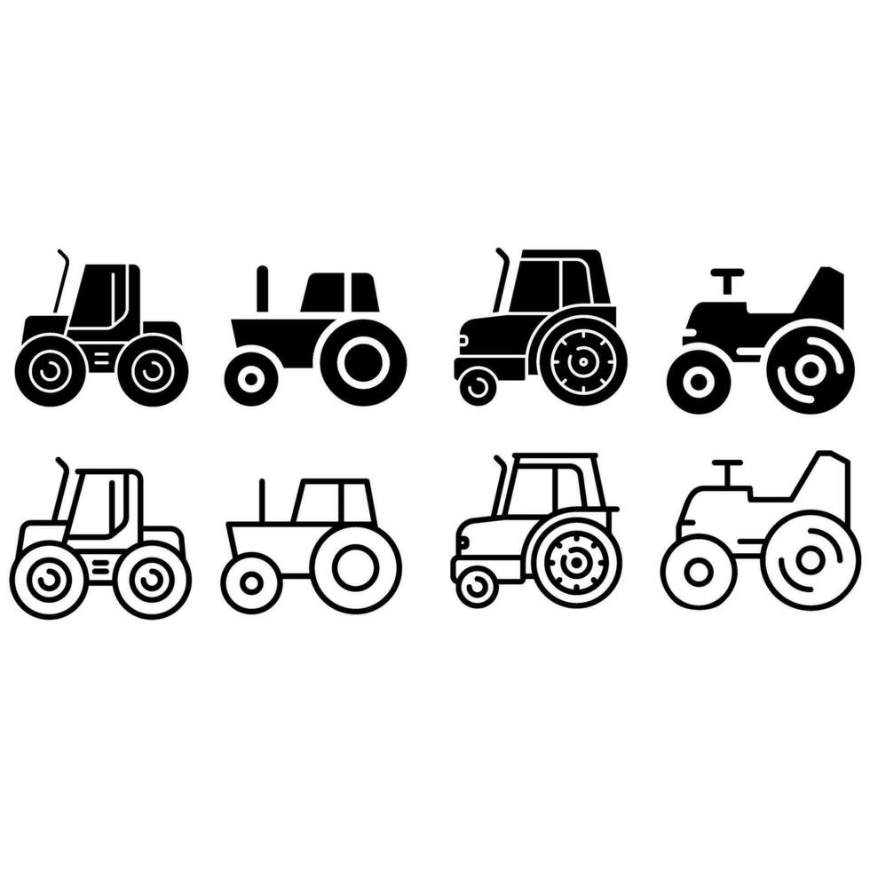 trattore icona vettore impostare. agricoltura illustrazione cartello collezione. veicolo simbolo.