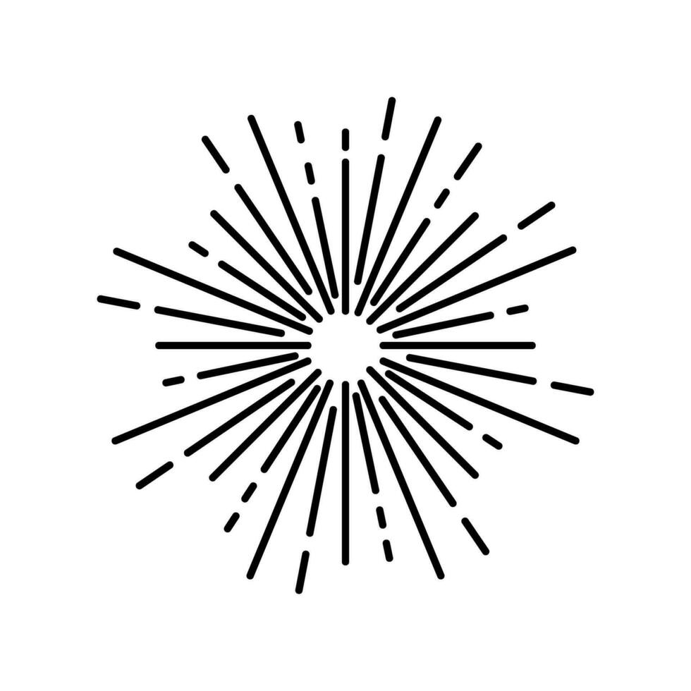 Vintage ▾ sunburst icona vettore. esplosione mano disegnato illustrazione cartello. elementi fuochi d'artificio. nero raggi. vettore