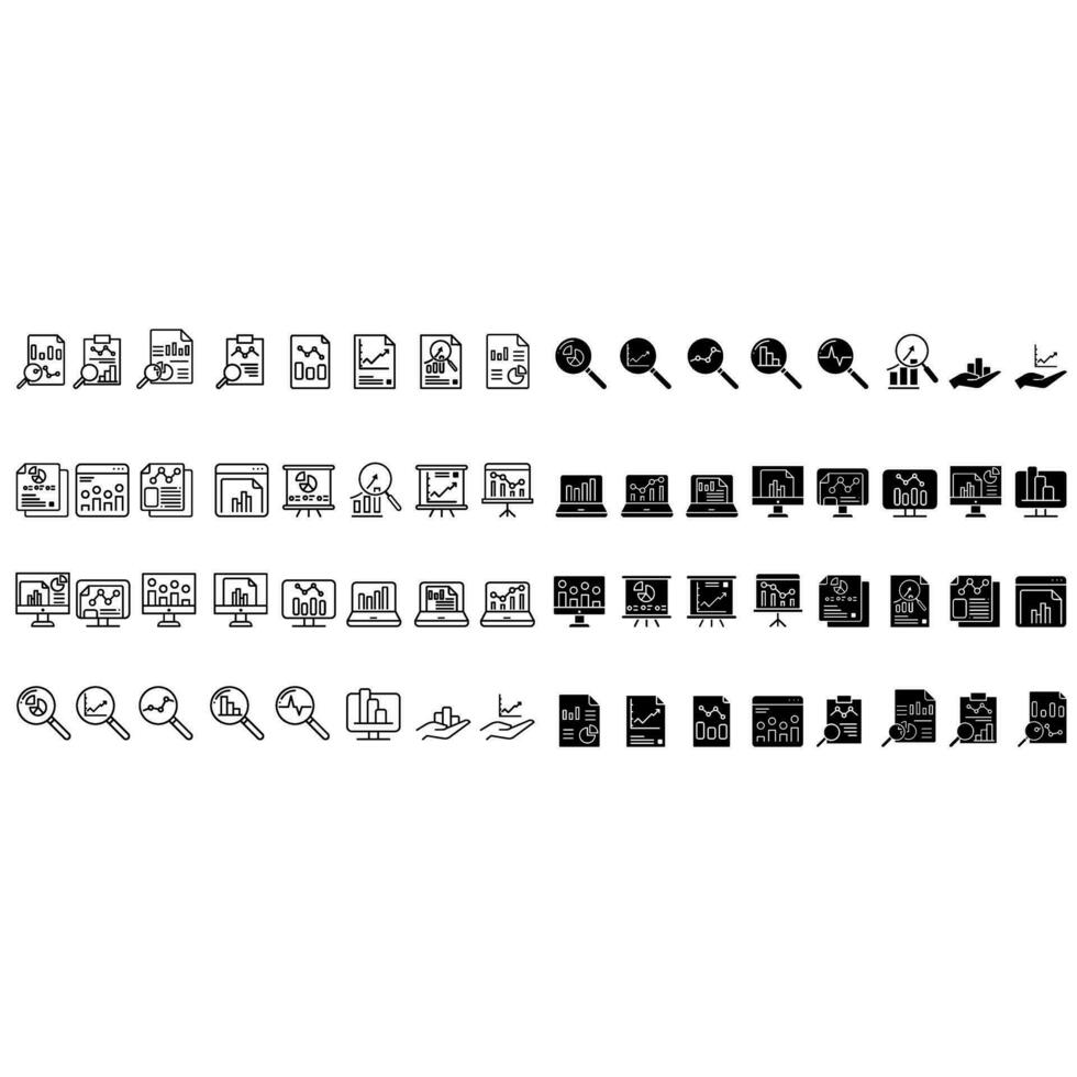 attività commerciale analitica icona vettore impostare. dati analisi illustrazione cartello collezione. dati scienza simbolo. profitto grafico logo.