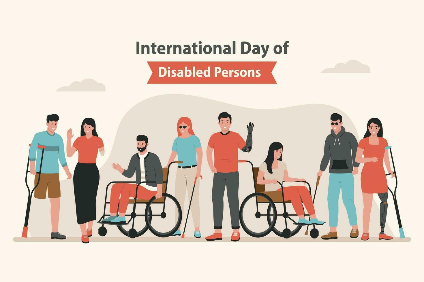 internazionale giorno di persone con disabilità piatto vettore