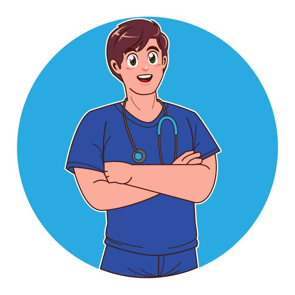 maschio infermiera, infermiera cartone animato illustrazione vettore
